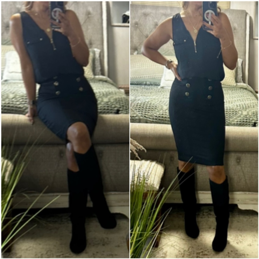 New🖤Sleek button front black pencil skirt - Picture 4 of 14